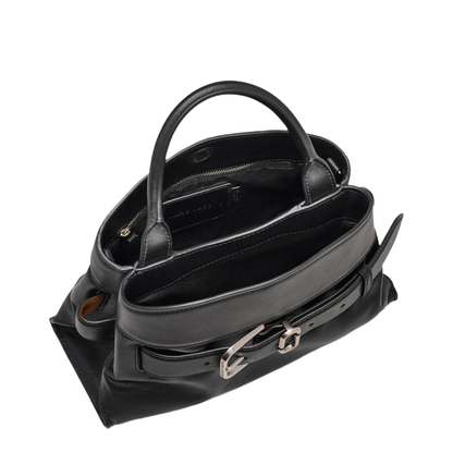 Dakota Small Leather Satchel - Black - Image 4