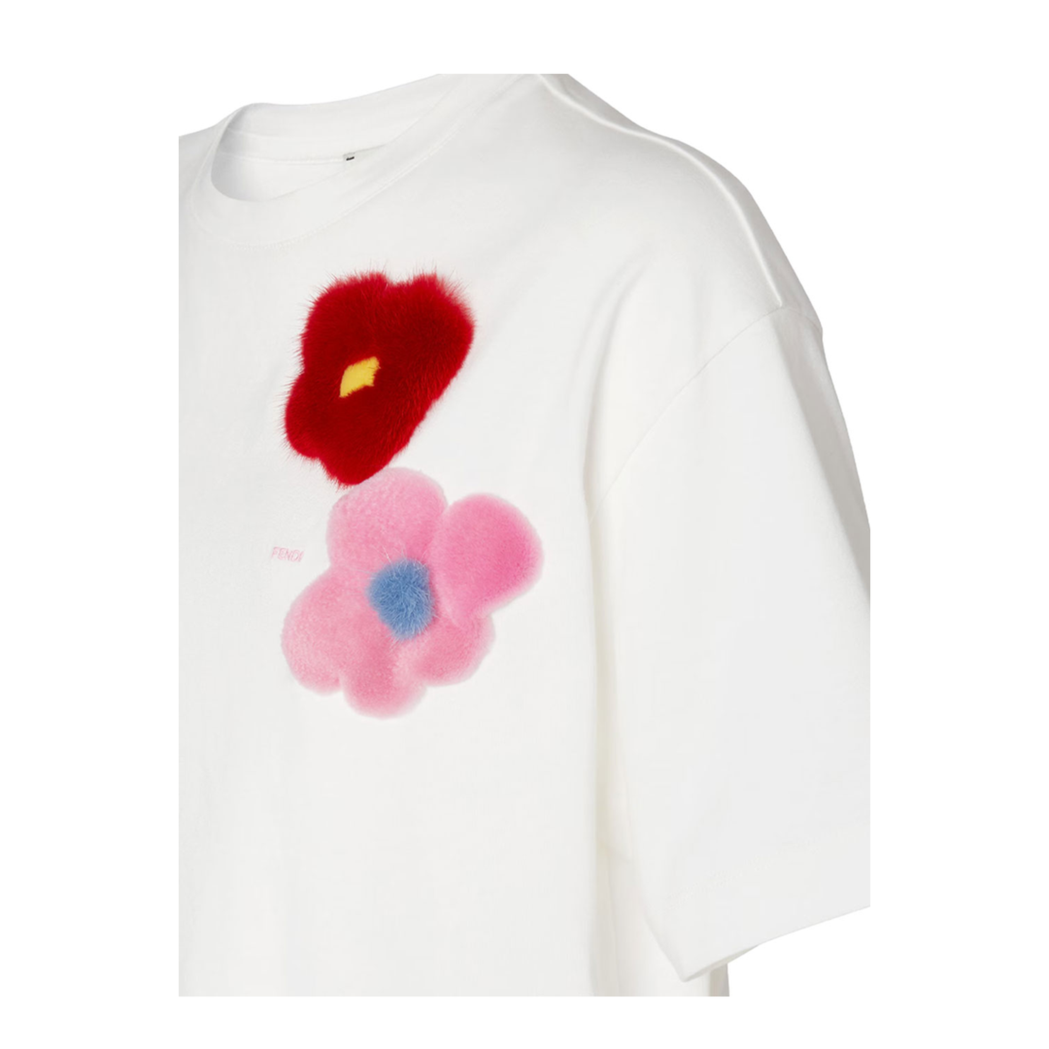 Jersey T-Shirt with Sunny Side Flowers Mink Brooches - Image 3