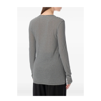 Long-Sleeved Striped T-Shirt with Tonal Embroidered Logo - Image 3