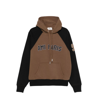 Cotton Colorblock Hoodie - Brown - Image 1