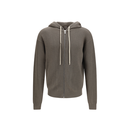 Ribbed Virgin Wool Knit Hoodie - Image 1