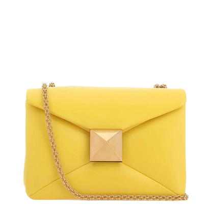 One Stud Yellow Nappa Leather Shoulder Bag - Image 1