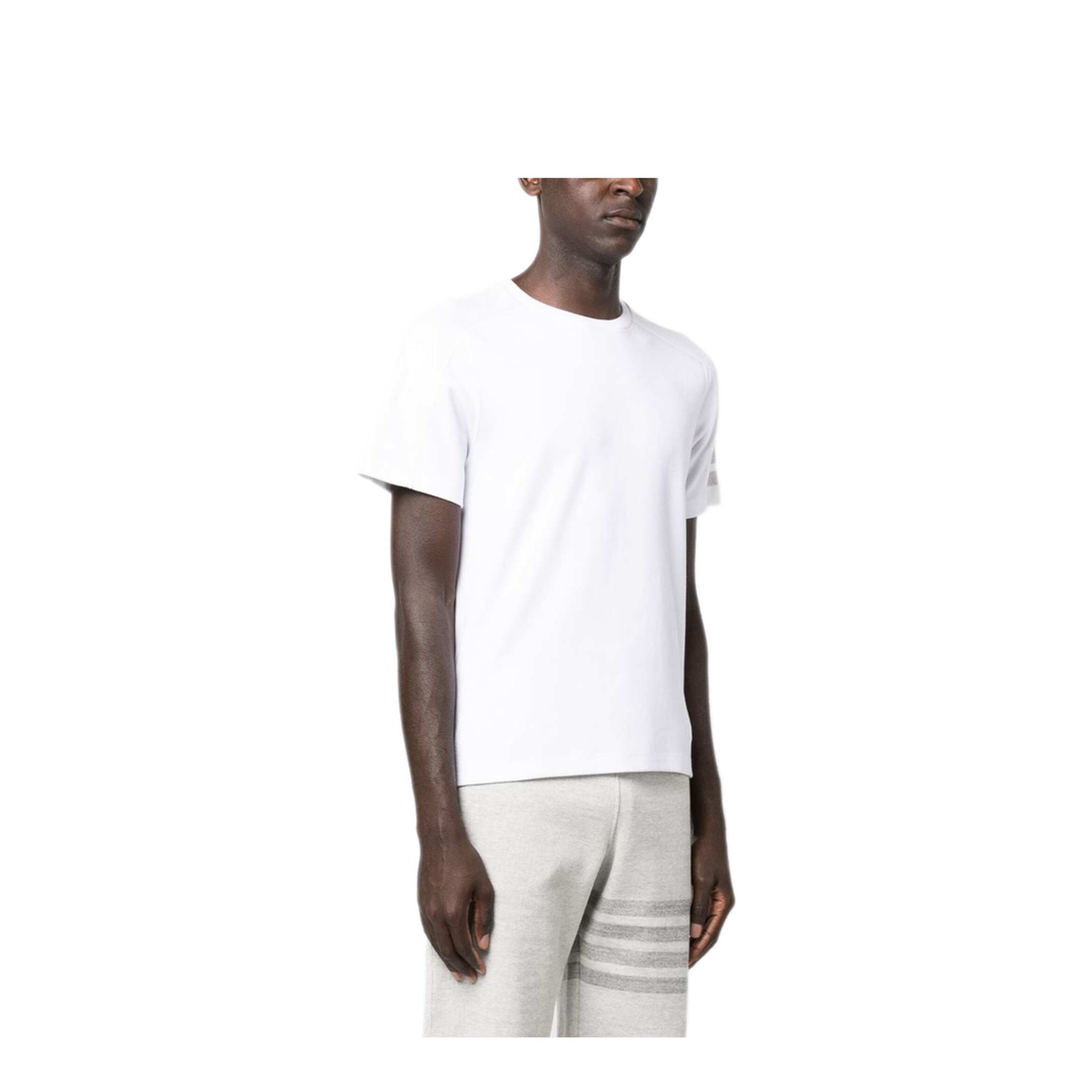 Short Sleeve Tee with 4 Bar Stripe in Milano Cotton - Image 3