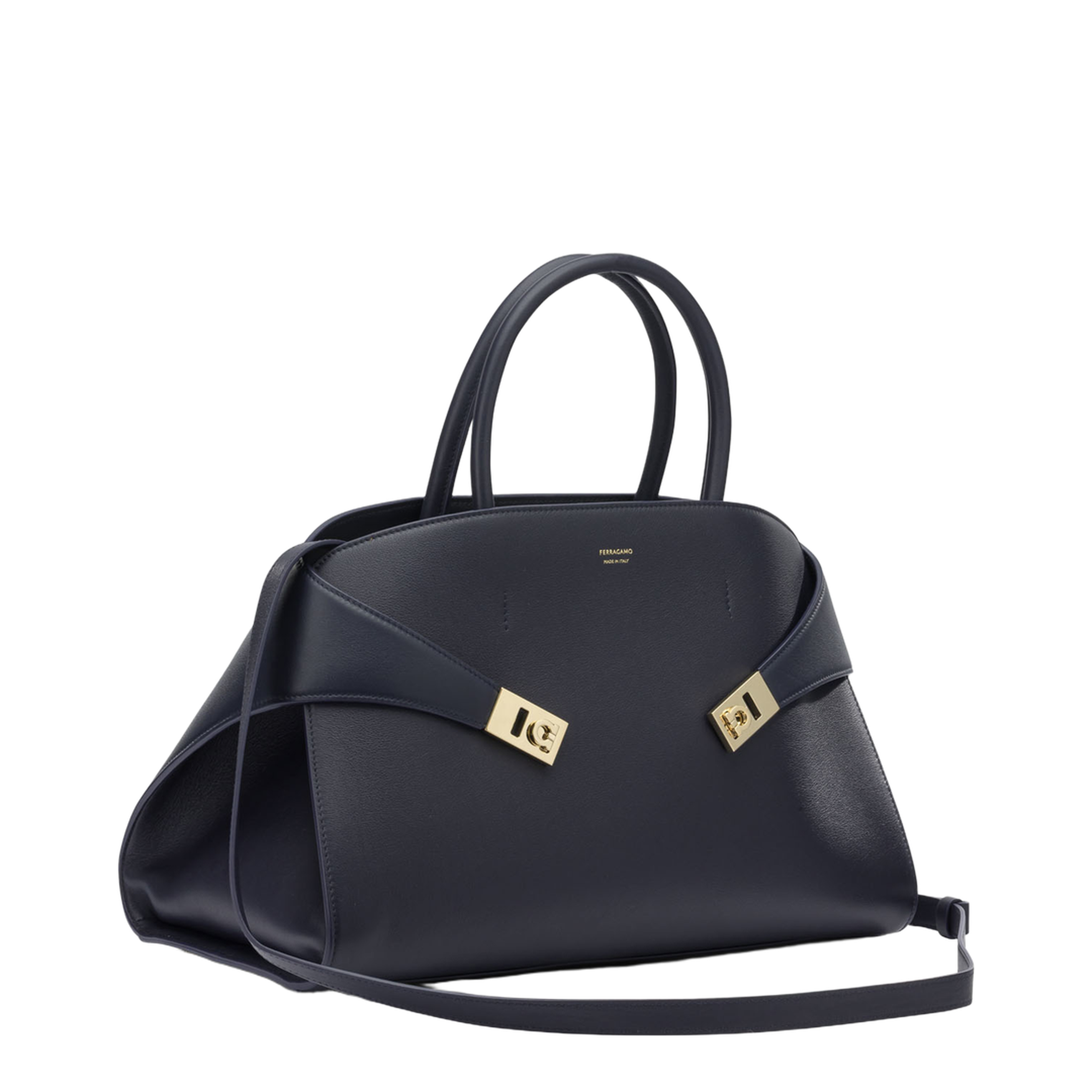 Hug Medium Calfskin Tote Bag - Navy - Image 2