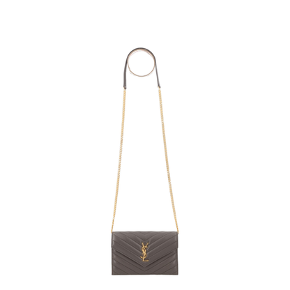 Cassandre Lambskin Envelope Chain Wallet - Urban Grey - Image 1