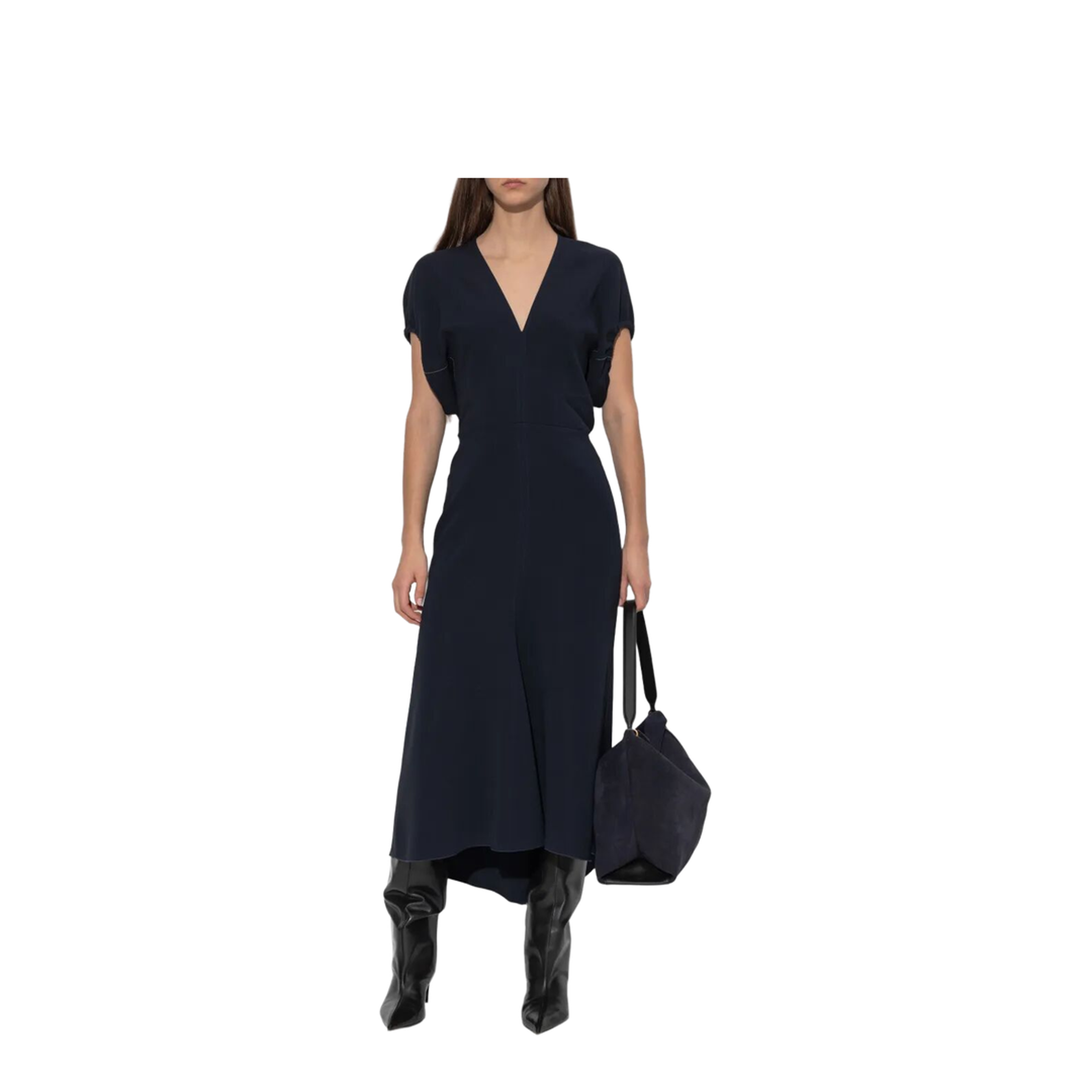 Blouson Detail V-Neck Midi Dress - Image 5