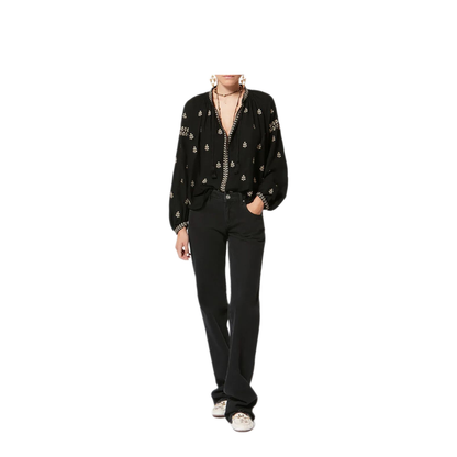 Rodis Embroidered Tussar Silk Blouse - Image 2