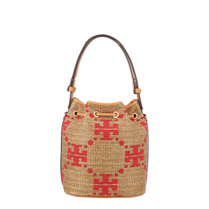 T Monogram Raffia Bucket Bag - Natural - Image 3