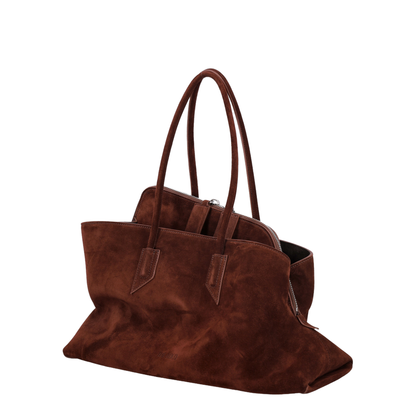 La Passeggiata Medium Suede Top Handle Bag - Light Chocolate - Image 3