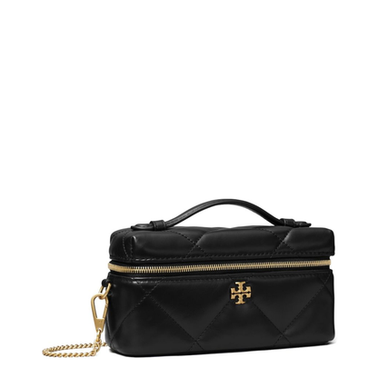 Kira Diamond Quilt Charm East-West Leather Vanity Case - Black - Image 2