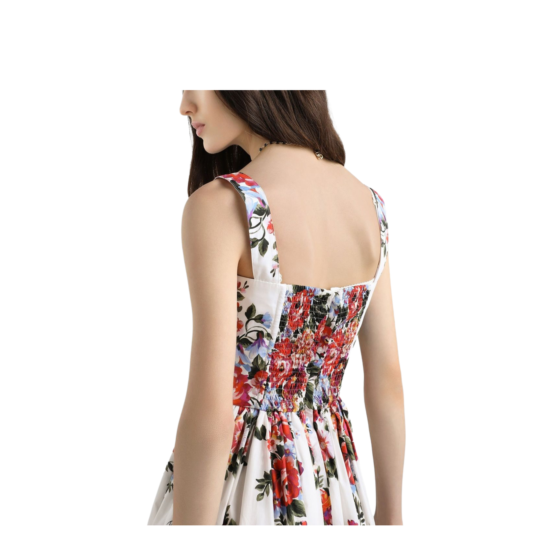 Flower Bouquet-Print Cotton Midi Dress - Image 2
