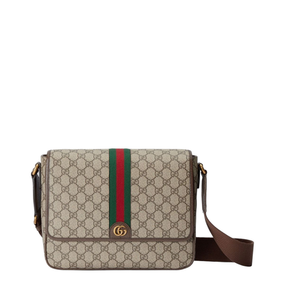 Ophidia Medium Canvas Shoulder Bag - Gray - Image 5