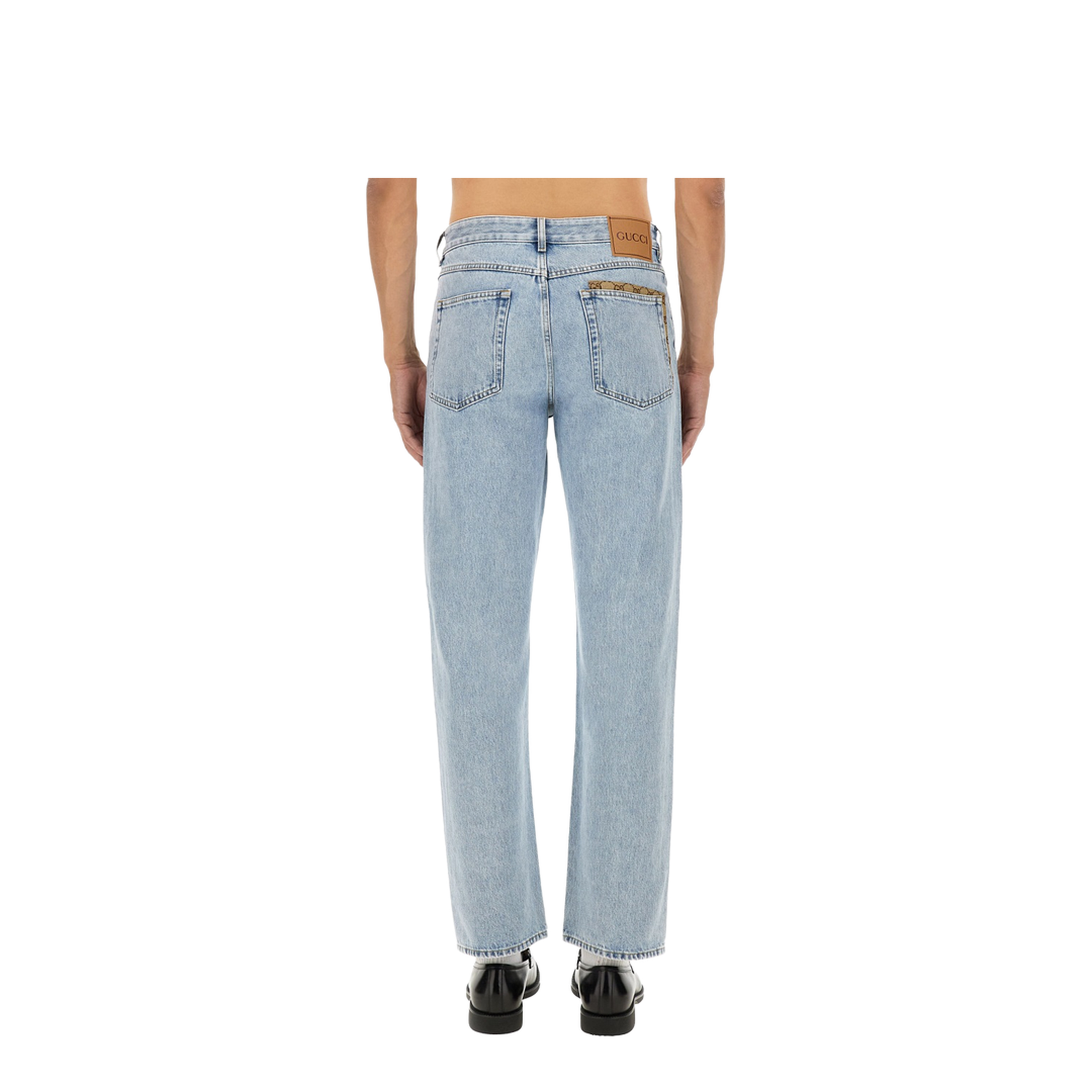 Washed Denim Pant with Insert in Light Blue - Image 7