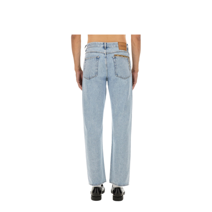 Washed Denim Pant with Insert in Light Blue - Image 7