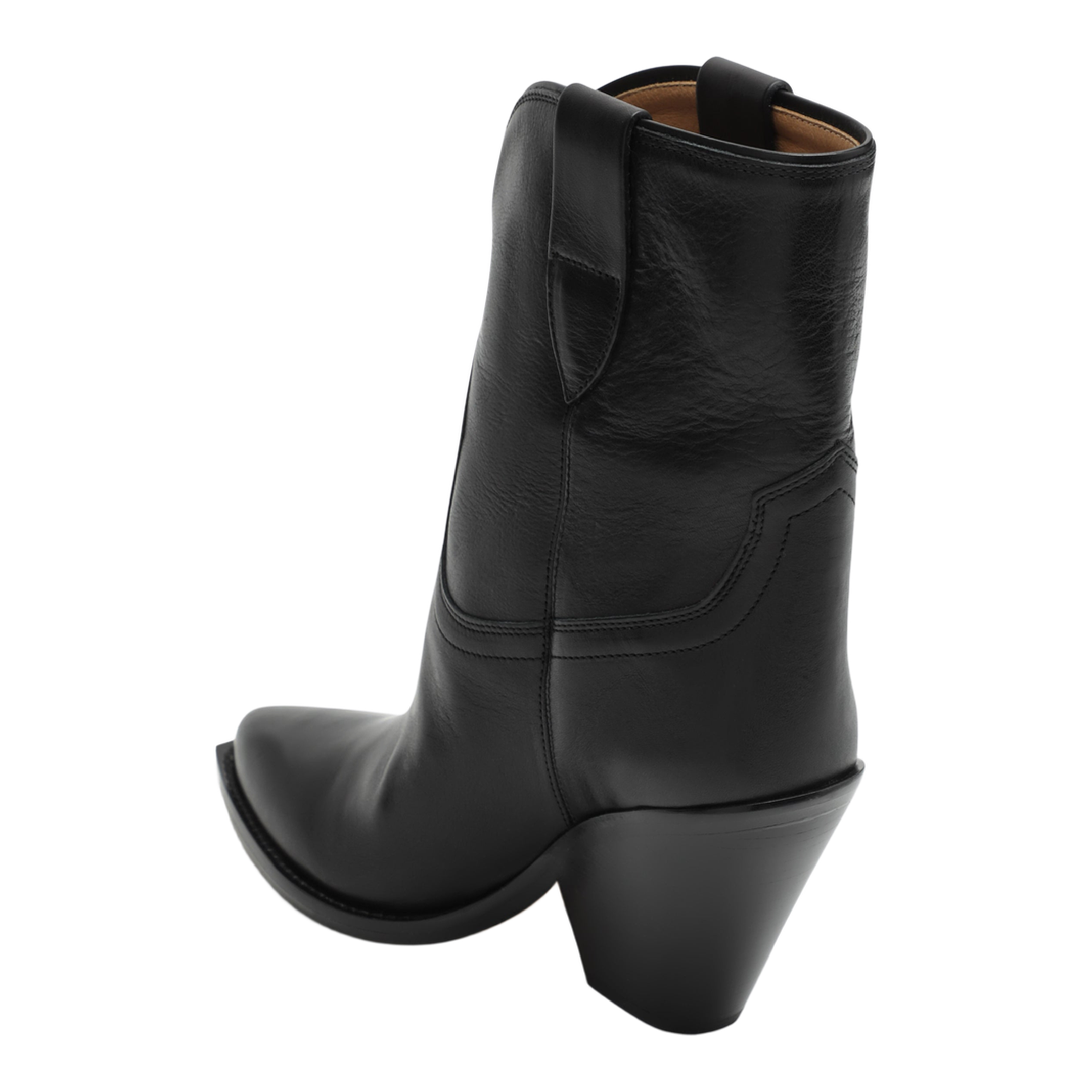 Leyane Cowboy Boots in Black Leather - Image 2