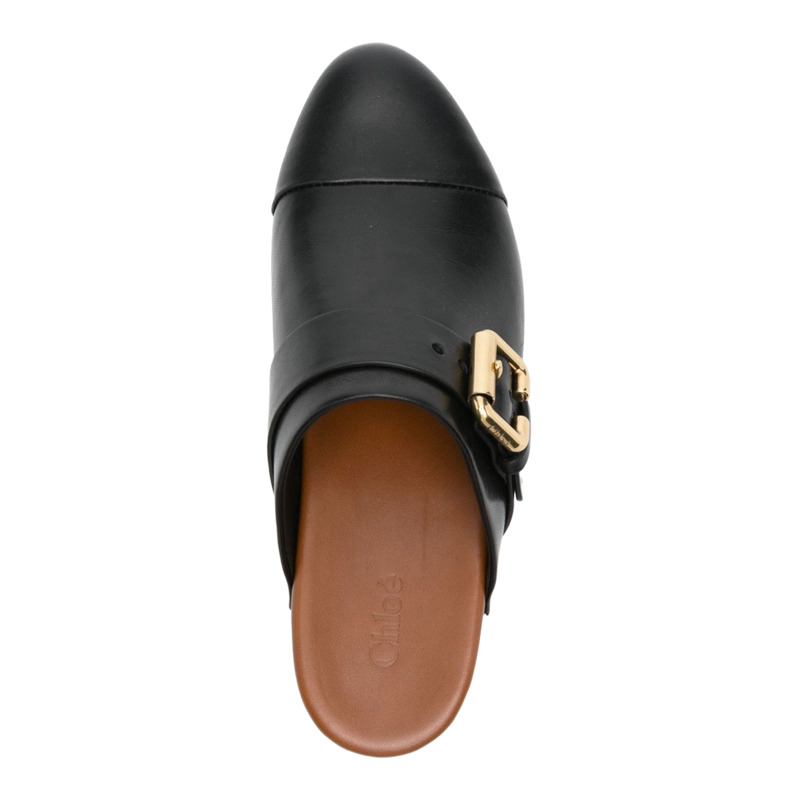 Black Slip-On Clog with Decorative Buckle Detail - Image 4