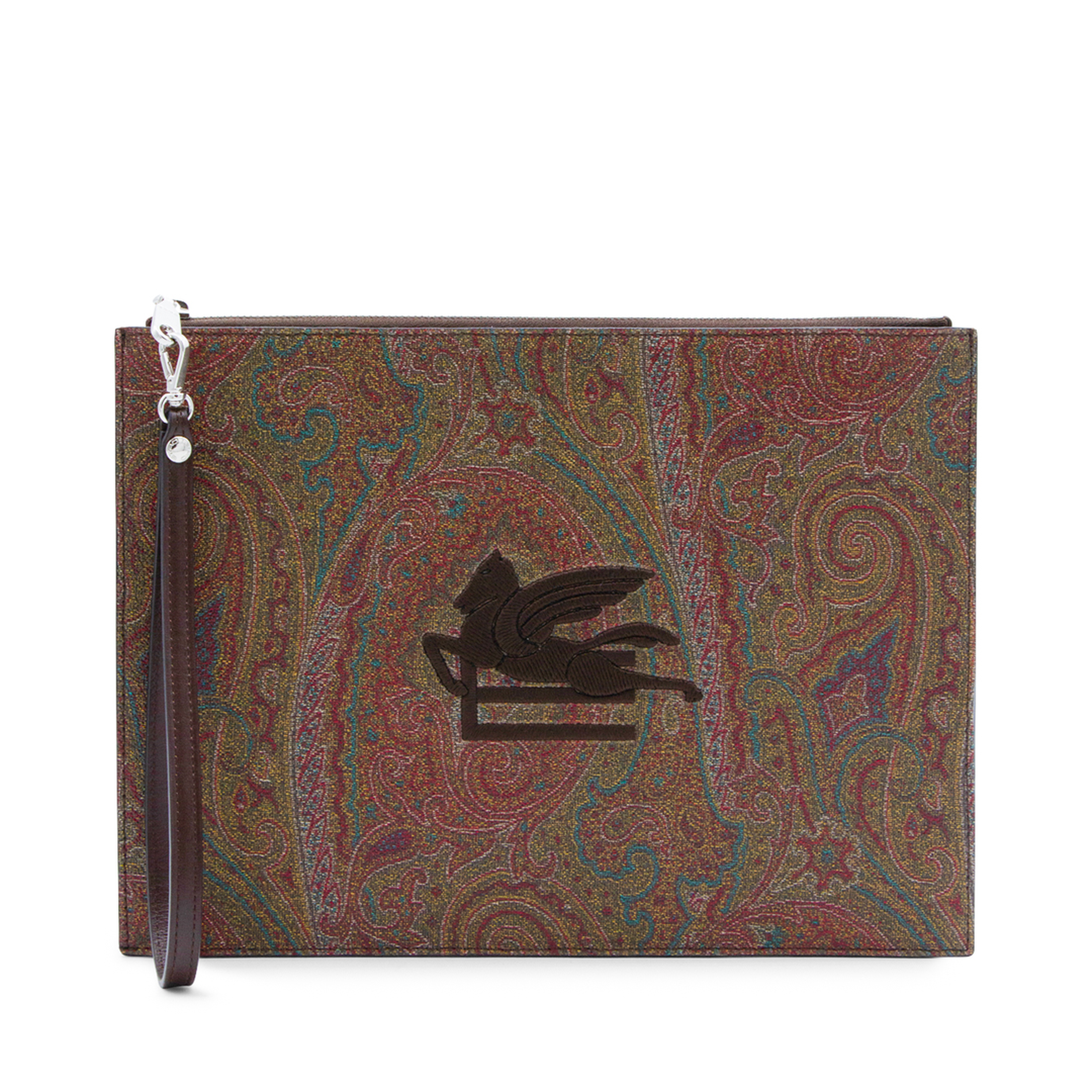 Jacquard Clutch Bag - Brown - Image 1