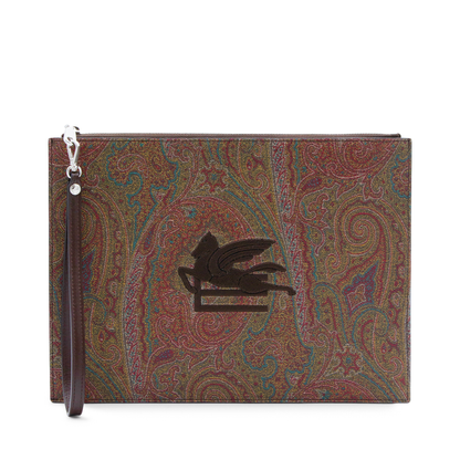 Jacquard Clutch Bag - Brown - Image 1