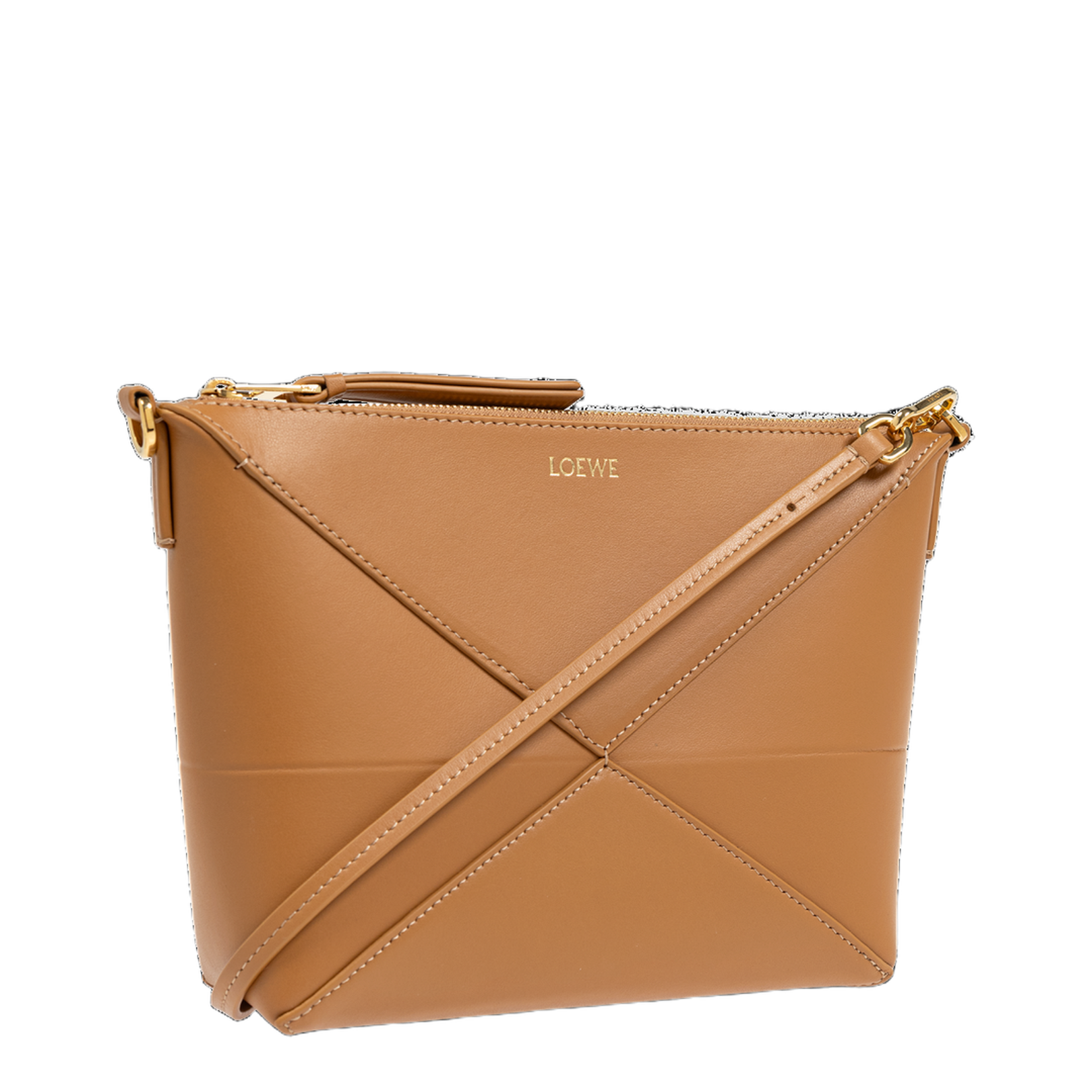 Puzzle Fold Shoulder Bag Brown - Image 4