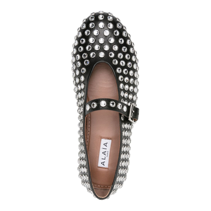 Noir Strass Lambskin Ballet Flats - Image 4