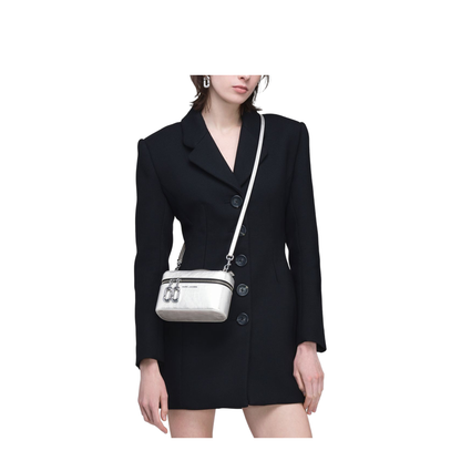 Scene Smooth Metallic Leather Vanity Bag - Silver - Image 5