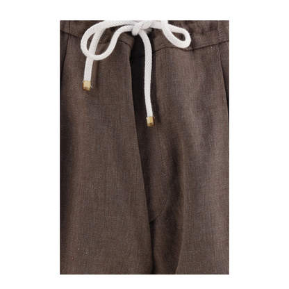 Linen and Virgin Wool Chevron Bermuda Shorts - Image 3