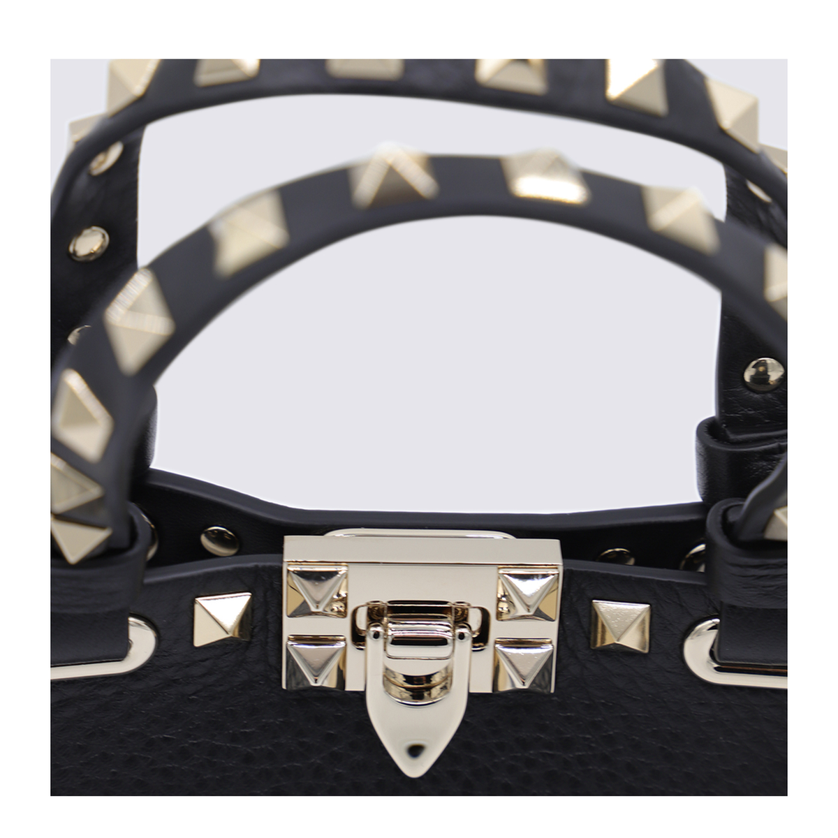 Rockstud Mini Calfskin Shopping Bag - Black - Image 8