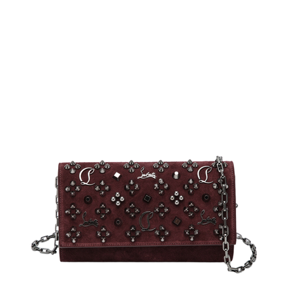 Paloma Studded Suede Wallet On Chain Burgundy - Image 1