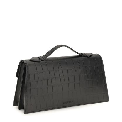 Skull Top Handle Calf Leather Handbag - Black - Image 3