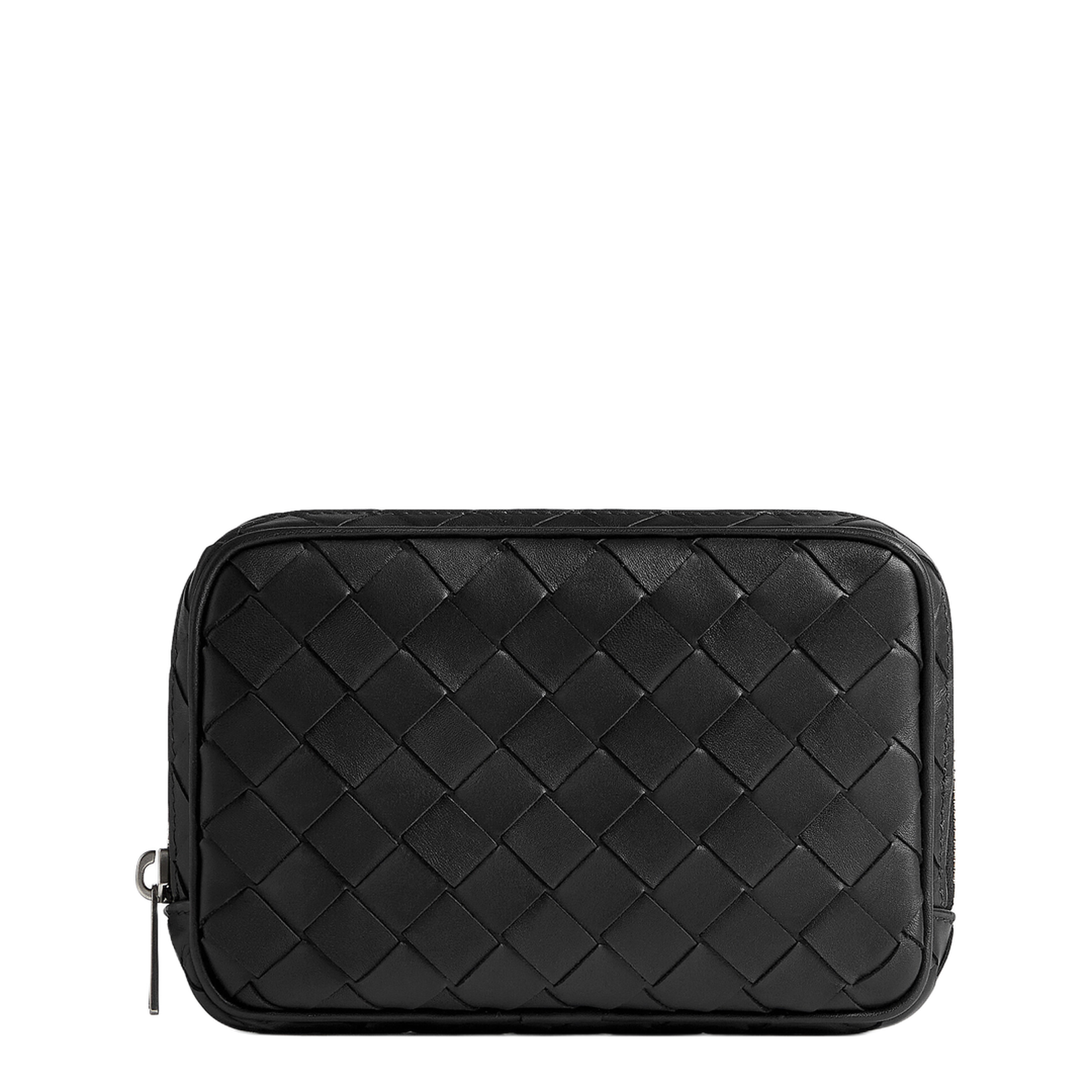 Black Leather Small Intrecciato Beauty Case - Image 1