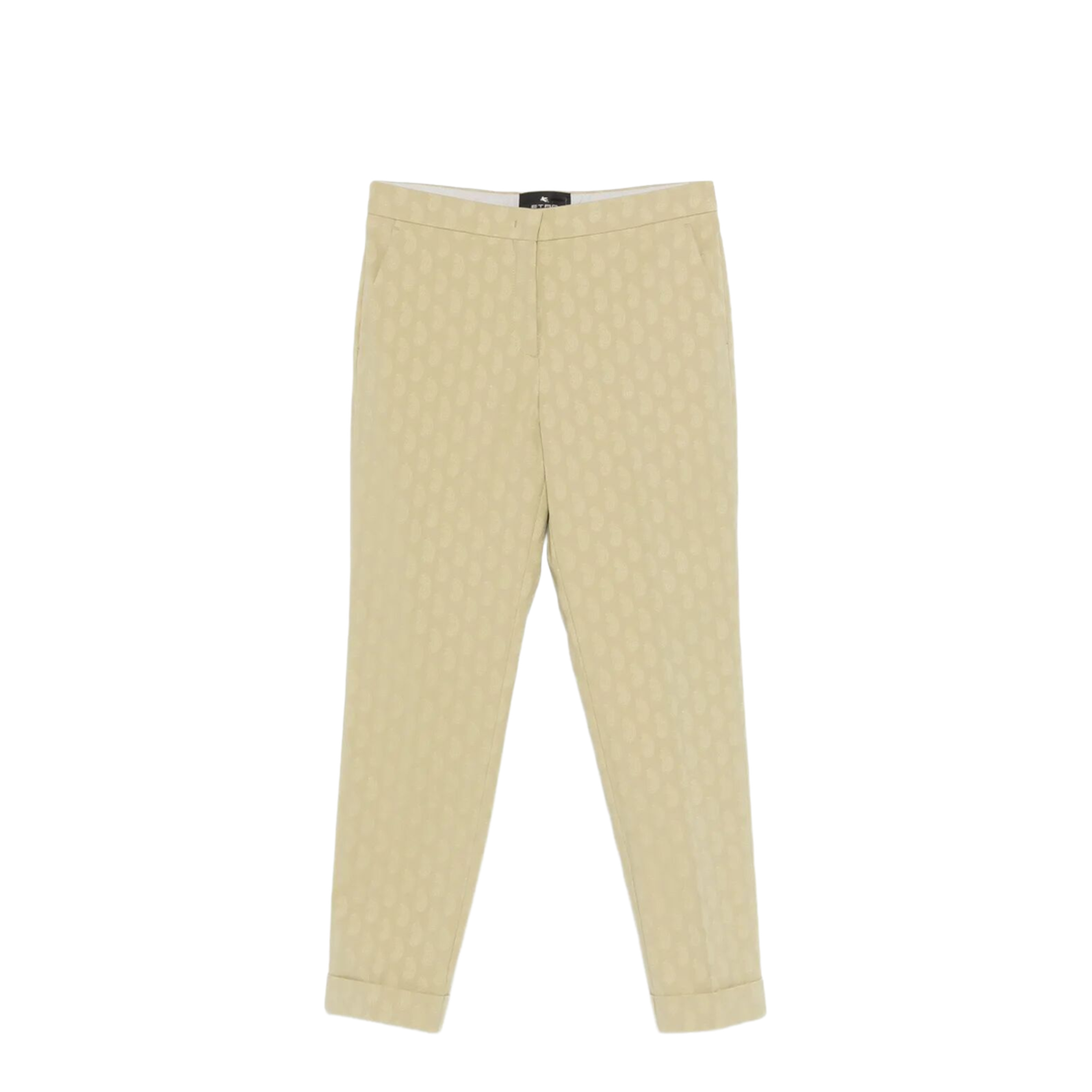 Cropped Cotton Jacquard Trousers with Micro Paisley Motif - Image 1