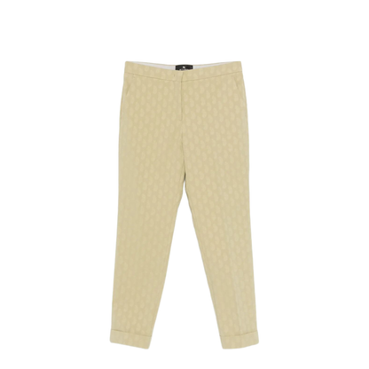 Cropped Cotton Jacquard Trousers with Micro Paisley Motif - Image 1