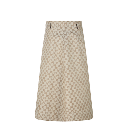 Cotton Canvas Fabric Skirt in Sand - Image 2