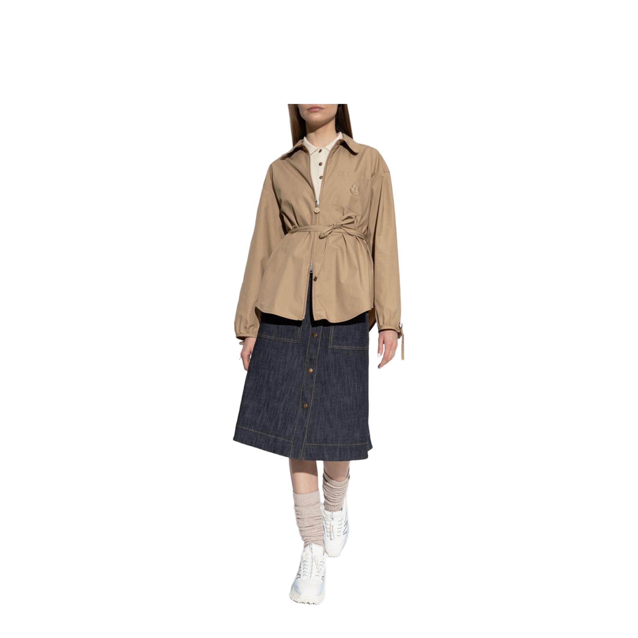 Beige Cotton Poplin Zip-Up Shirt Jacket - Image 5