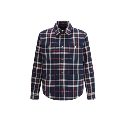 Padded Tartan Cotton Jacquard Shirt - Image 1
