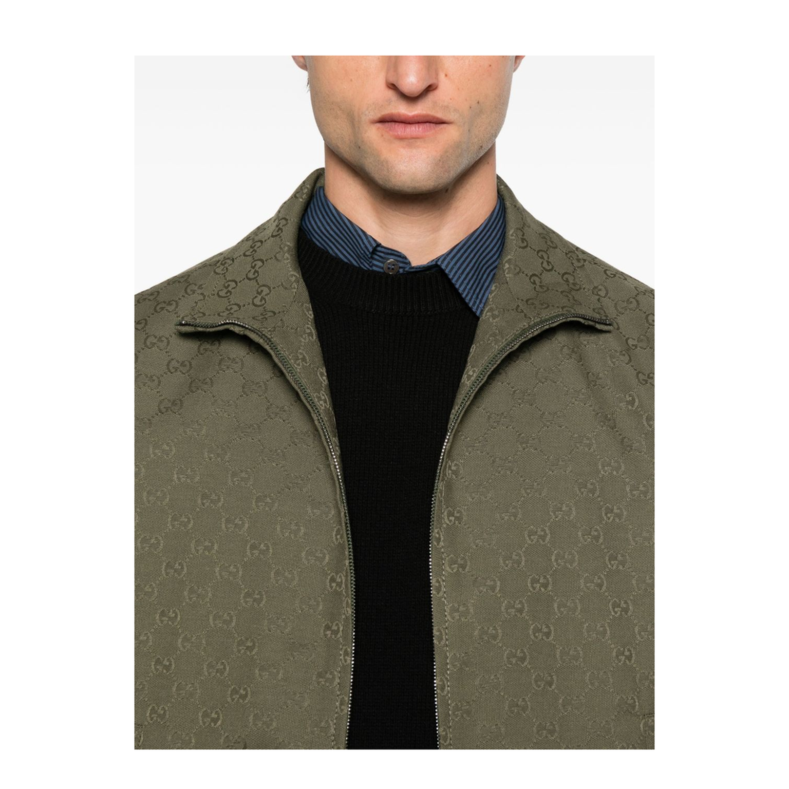 Canvas Bomber Jacket in Forest Green - Image 2