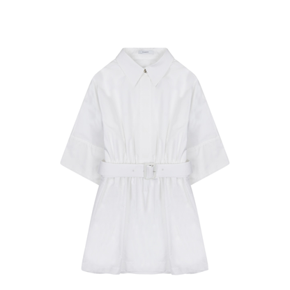 Mini Chemisier Dress in White Poplin - Image 1