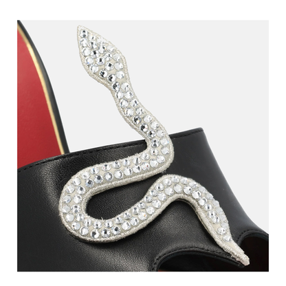 Black Coeur Vipère Slide Sandals in Goatskin - Image 8