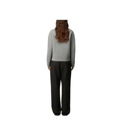 Grey Wool Cardigan Front-Button V-Neck - Image 7
