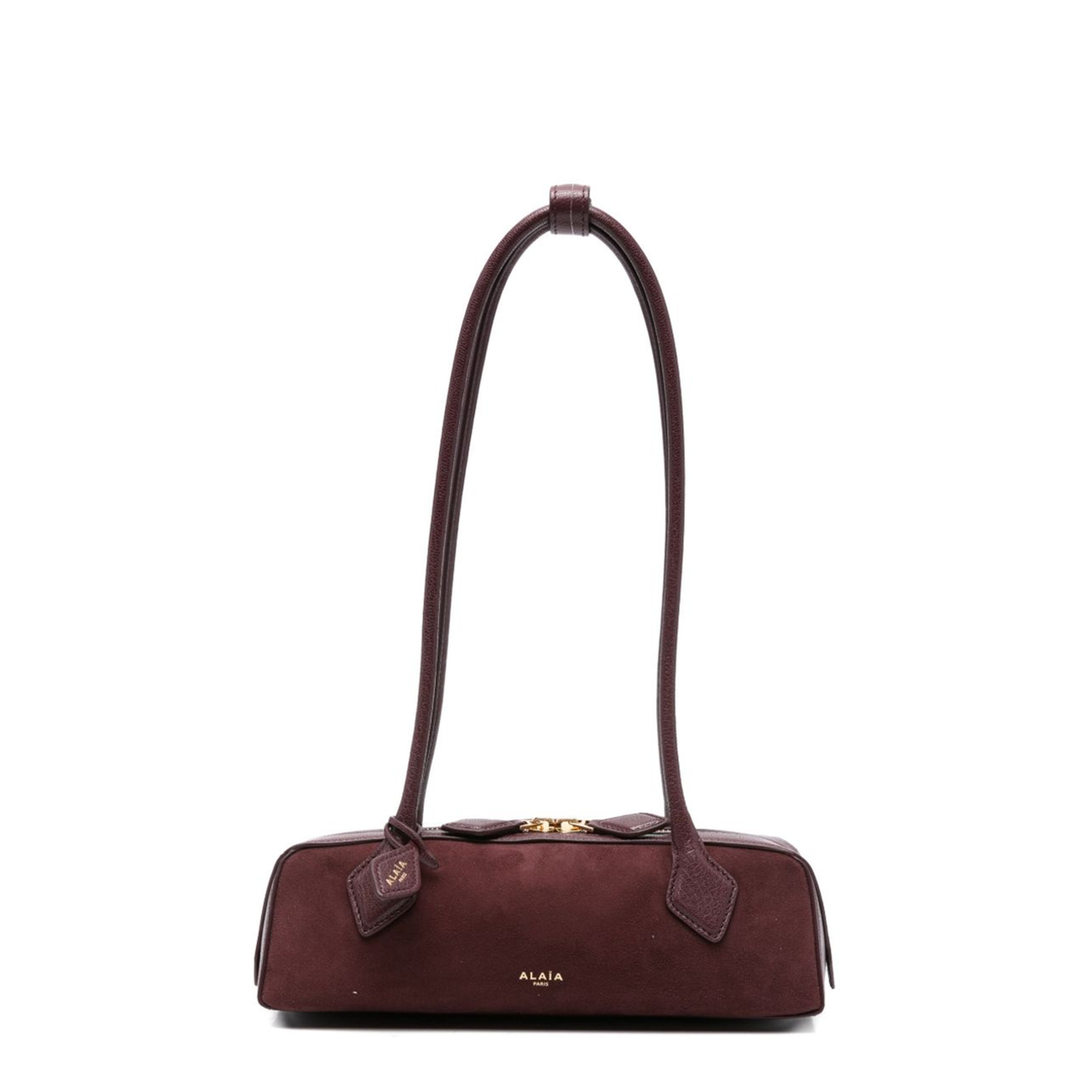 Le Teckel Small Bi-material Leather Shoulder Bag - Rouge Grenat - Image 1