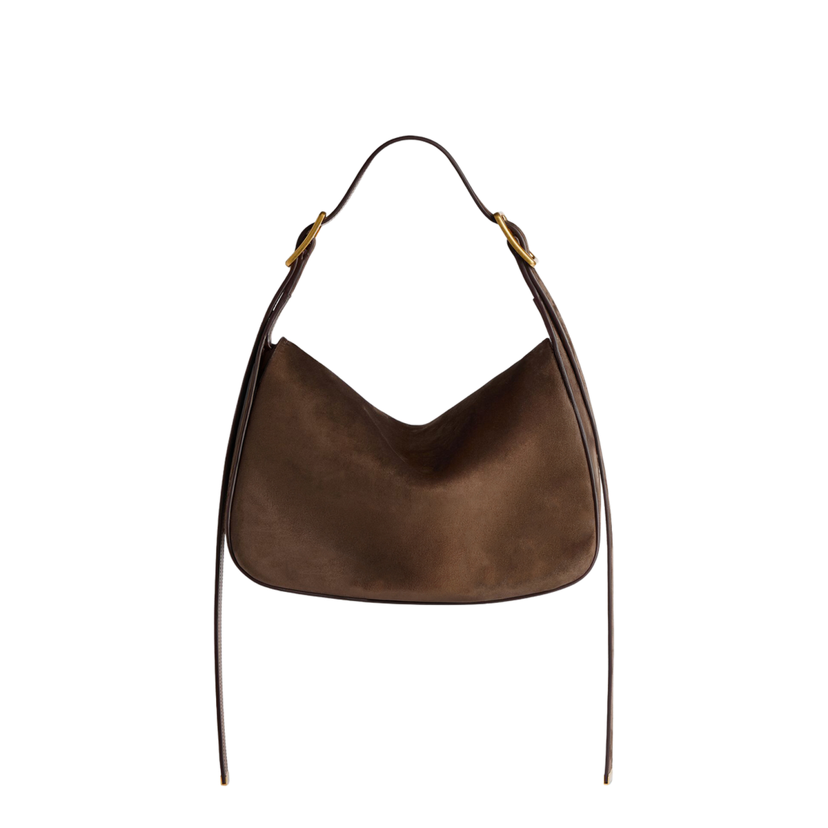 Clicca Medium Velvet Suede Calfskin Shoulder Bag - Muscade - Image 4