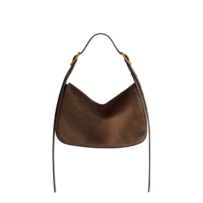 Clicca Medium Velvet Suede Calfskin Shoulder Bag - Muscade - Image 4