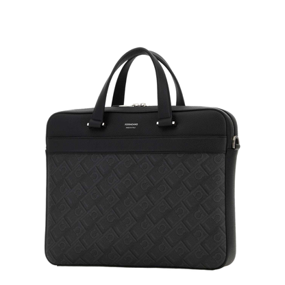 Printed Canvas Briefcase - Black - Image 2