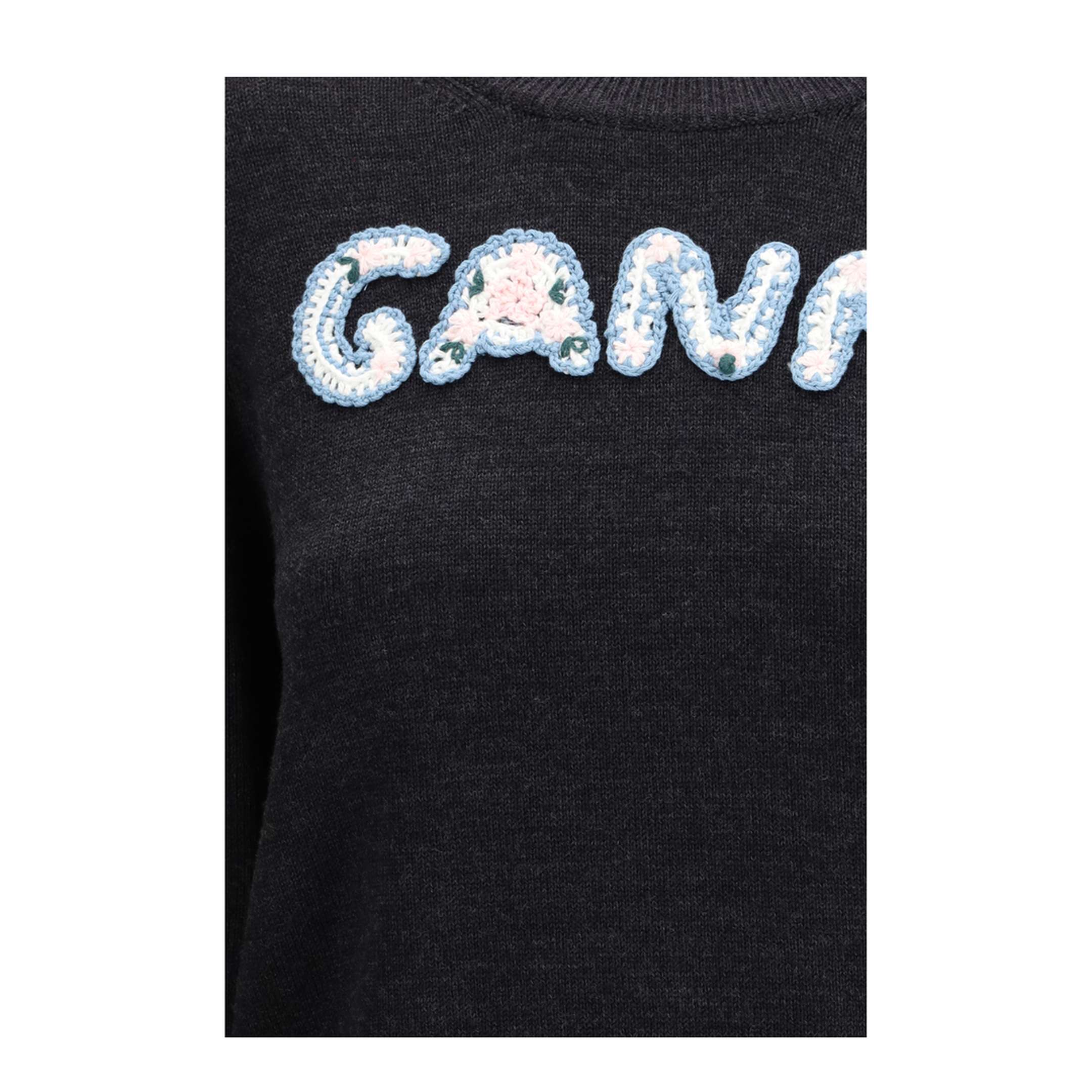 Crochet Appliqué Merino Sweater - Image 3