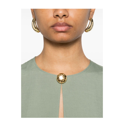 Pebble Dress in Viscose and Linen - Green - Image 4