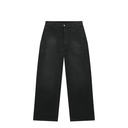 Double-dyed Work Trousers in Black Cotton with Spots - Image 1