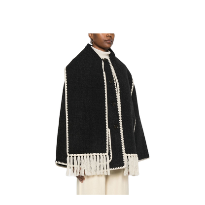Embroidered Scarf Jacket - Dark Grey - Image 2