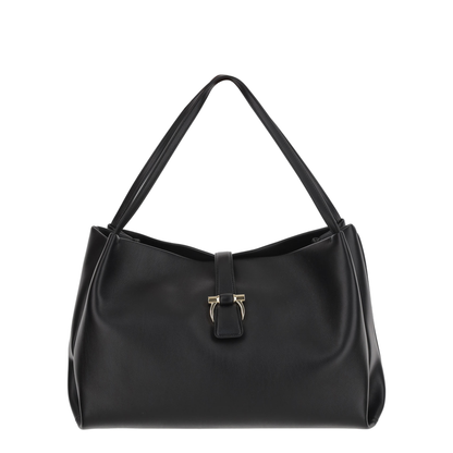 Smooth Black Leather Tote Bag - Image 1