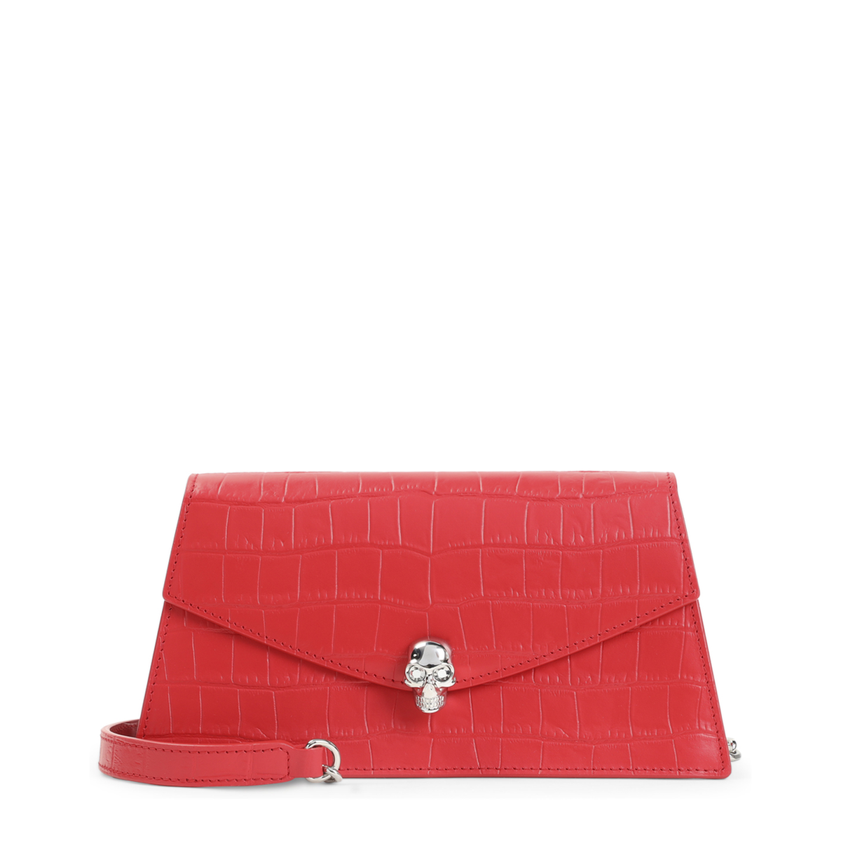 Skull Mini Calfskin Crossbody - Red - Image 2