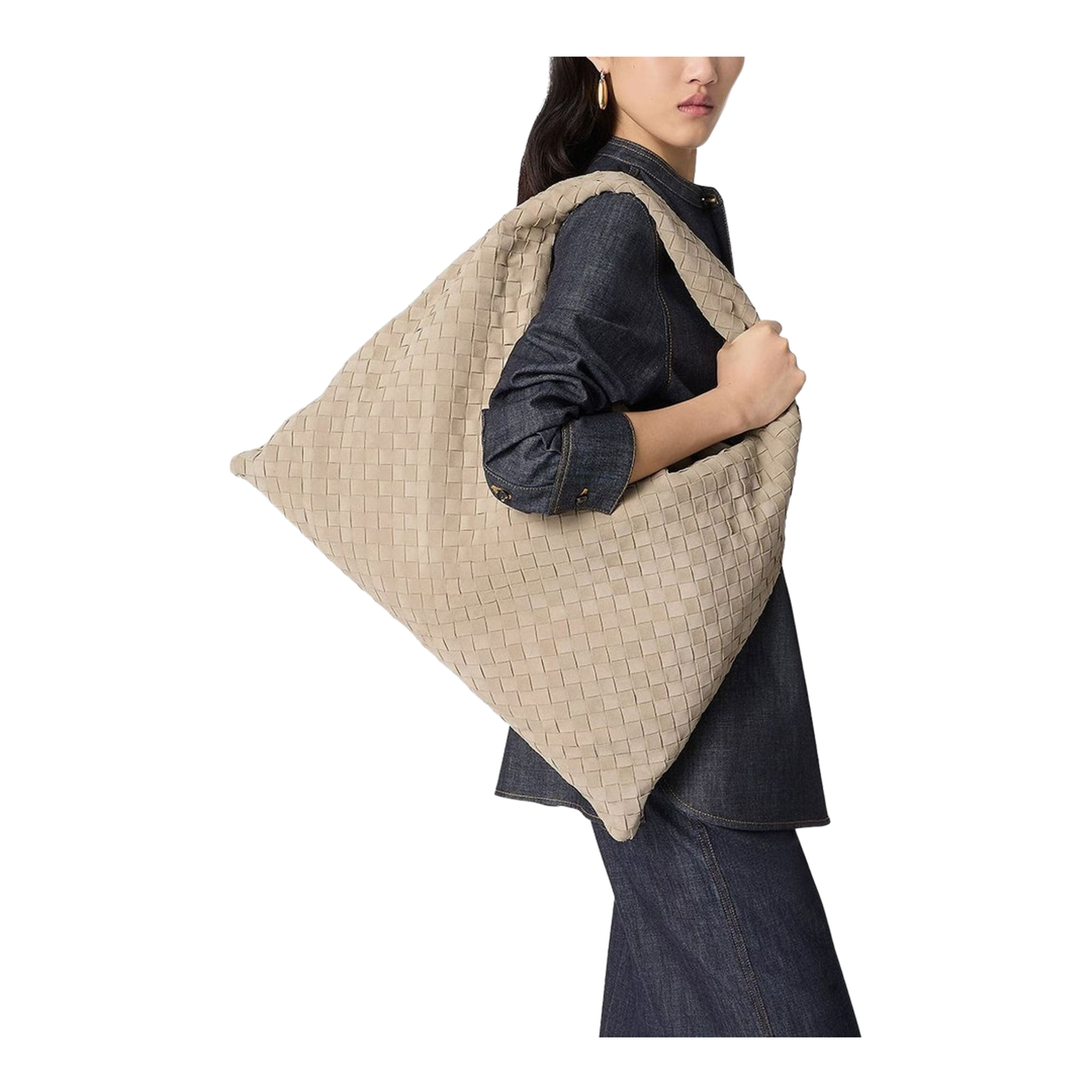 Hop Large Calfskin Shoulder Bag Beige - Image 3